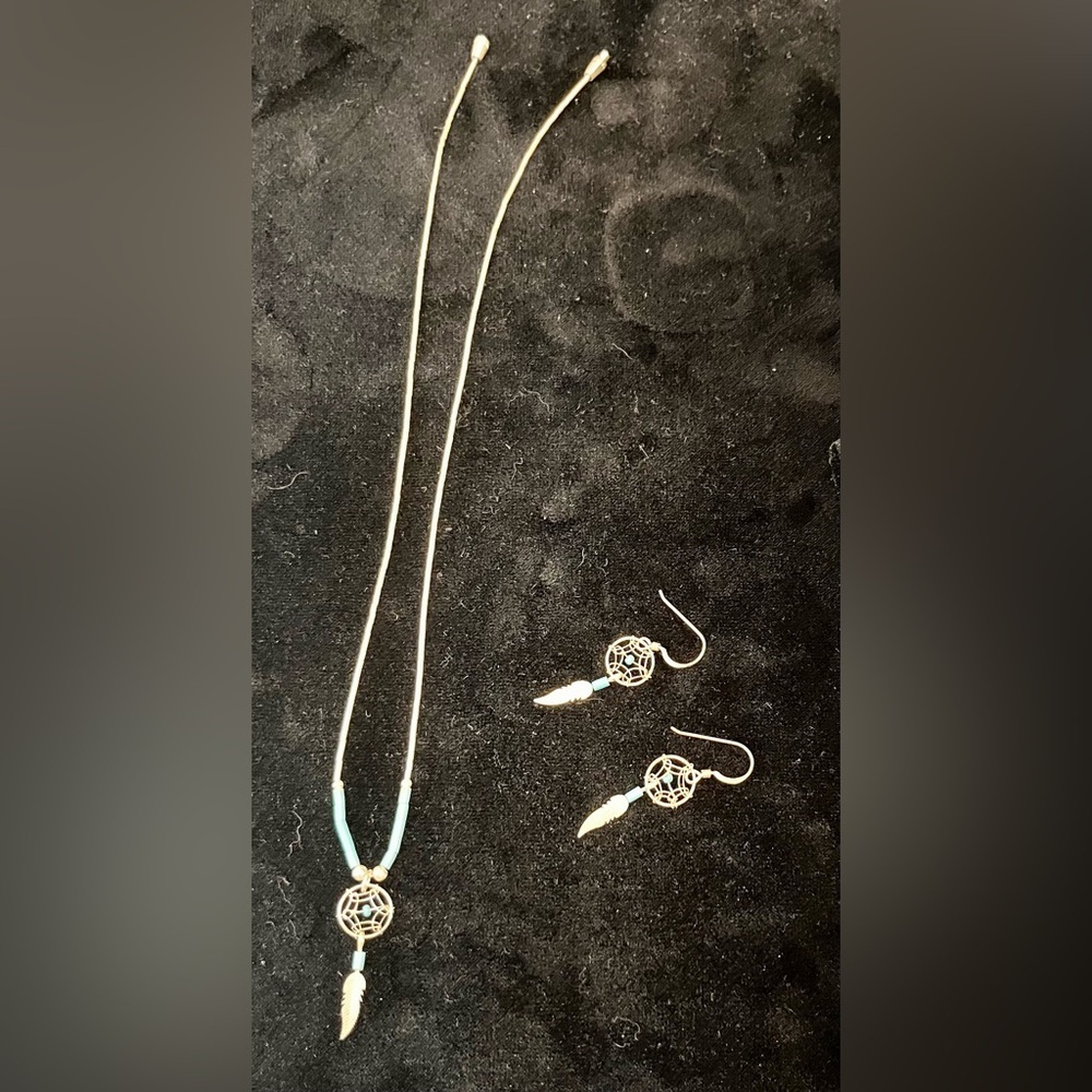 Sterling Silver and Turquoise Dreamcatcher Jewelry Set Native American Southwest - Picture 5 of 16